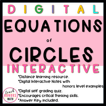 Preview of Equations of Circles Digital Slides Interactive Lesson with Self Grading Quiz