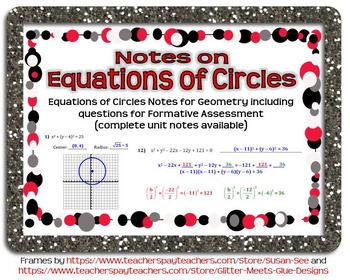 Preview of Equations of Circles Guided Notes for Geometry