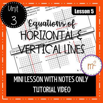 Preview of Equations of Horizontal and Vertical Lines Mini Lesson Distance Learning