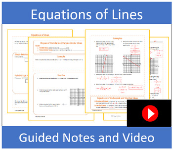 Preview of Equations of Lines Guided Notes with Video