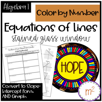 Preview of Equations of Lines Stained Glass Window Color by Number