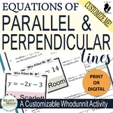 Equations of Parallel & Perpendicular Lines Mystery Activi
