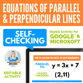 Preview of Equations of Parallel and Perpendicular Lines Digital Activity Self-Checking