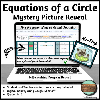 Preview of Equations of a Circle Digital Self Checking Activity