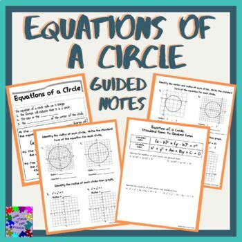 Preview of Equations of a Circle Guided Notes
