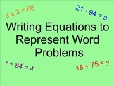 Equations to Represent Word Problems - Smartboard