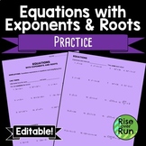 Equations with Exponents and Roots Practice Worksheet