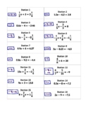 Equations with Fractions and Decimals Relay Race Activity 