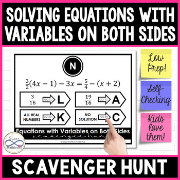 Preview of Equations with Infinite Solutions, No Solution, or One Solution Activity