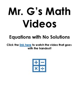 Preview of Equations with No Solutions Video, Guided Notes, and Worksheet