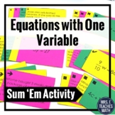 Equations with One Variable Activity 6.EE.6 6.EE.7