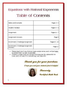 Equations with Rational Exponents - Notes, Examples, & Assignments ...