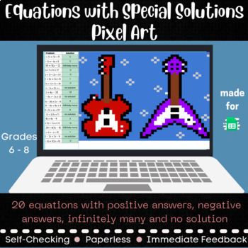 Preview of Equations with Special Solutions Pixel Art - Digital Math Activity