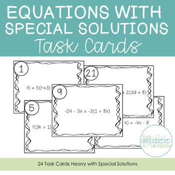 Preview of Equations with Special Solutions Task Cards