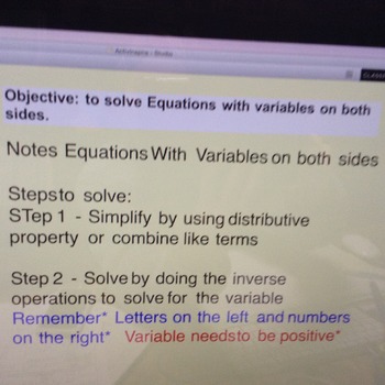 Preview of Equations with Variables
