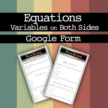 Preview of Equations with Variables on Both Sides - Algebra Google Form
