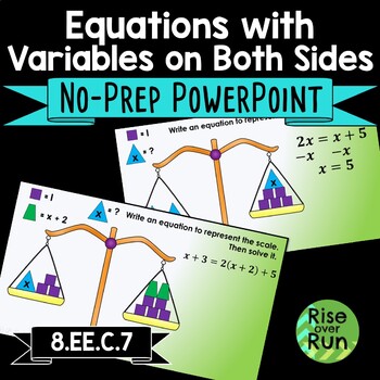 Preview of Equations with Variables on Both Sides PowerPoint 8.EE.C.7