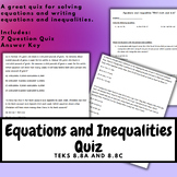 Solving and Writing Equations with Variables on Both Sides