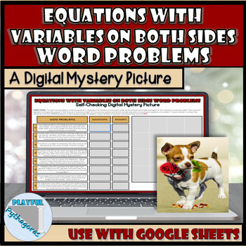 Preview of Equations with Variables on Both Sides Word Problems Digital Activity