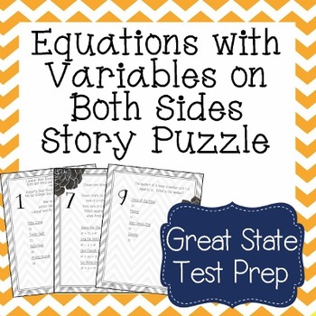 Preview of Equations with Variables on Both Sides Word Problems -  Word Puzzle