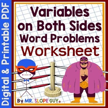 Preview of Equations with Variables on Both Sides Word Problems Worksheet