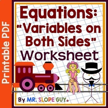 Preview of Equations with Variables on Both Sides Worksheet or Assessment