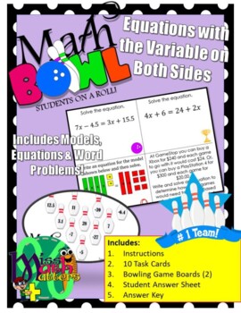 Preview of Equations with the Variable on Both Sides Activity | Math Bowl | Math TEKS 8.8C