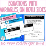 Solving Equations with variable on both sides - Scavenger 