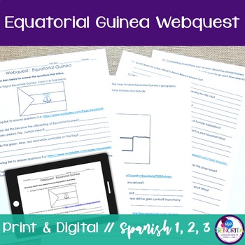 Preview of Country and Culture Webquest internet activity - Equatorial Guinea print digital