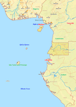 Preview of Equatorial Guinea map with cities township counties rivers roads labeled