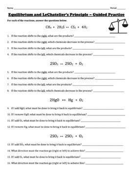 Le Chatelier S Principle Worksheets Teaching Resources Tpt