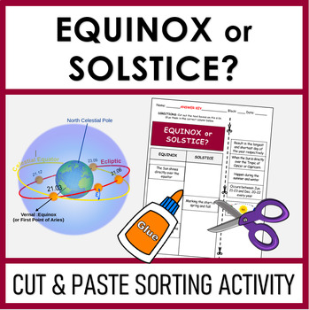 Preview of Equinox or Solstice | Cut and Paste Sorting Activity