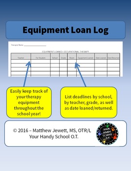 Preview of Equipment Loan Log Sheet