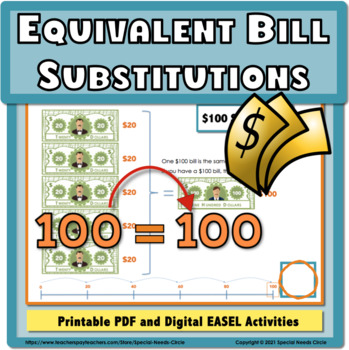 Preview of Equivalent Bill Substitutions Graphic Organizers_Math_Money_Life Skills