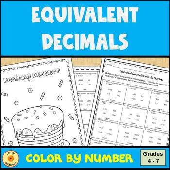 Preview of Equivalent Decimals Color By Number Worksheet with Self-Checking Easel Assmt
