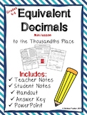 Equivalent Decimals (Mini-lesson) LESSON, ACTIVITIES, and 