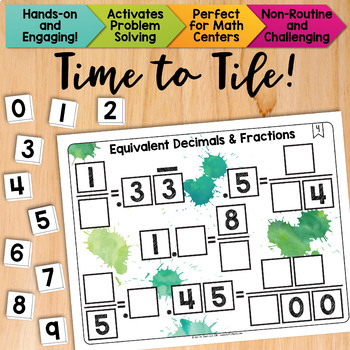 Preview of Equivalent Decimals and Fractions Math Centers Math Tiles