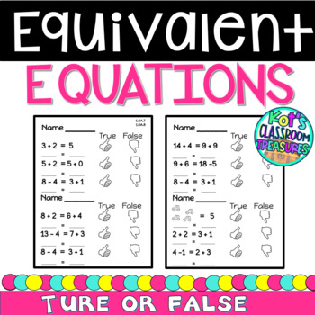 Preview of Equivalent Equations Worksheet FREE