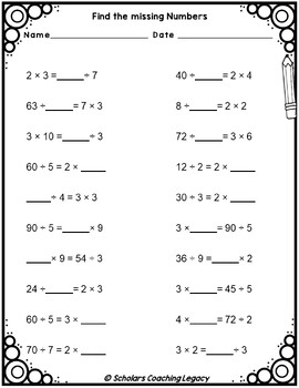 Equivalent Expression of Multiplication & Division Worksheet Math Problems