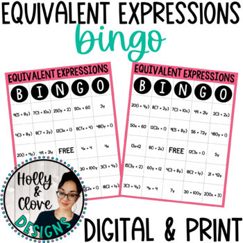 Preview of Equivalent Expressions BINGO - Digital & Print Versions - NO PREP Game