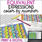 Equivalent Expressions Color by Number 6th Grade Print and