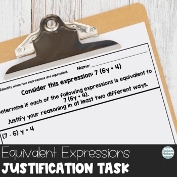 Preview of 6.EE.4 Equivalent Expressions Distributive Property Justification Task 6.EE.3