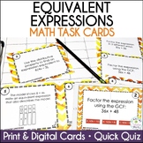Equivalent Expressions Footloose Math Task Cards Print and