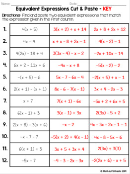 Equivalent Expressions Mini Bundle Math Is Funtastic Tpt