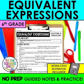 Preview of Equivalent Expressions Notes & Practice | Equivalent Algebraic Expressions Notes
