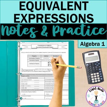 Preview of Equivalent Algebraic Expressions Guided Notes and Worksheet