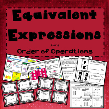 Preview of Equivalent Expressions using Exponents and Order of Operations  TEKS 6.7A