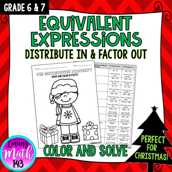 Preview of Equivalent Expressions using the Distributive Property: Christmas Activity