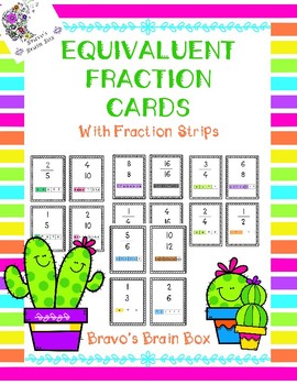 Preview of Equivalent Fraction Cards with Fraction Strips