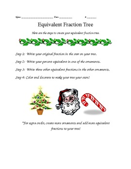 Preview of Equivalent Fraction Holiday Tree